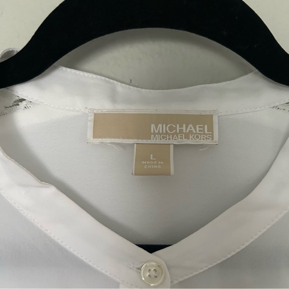 Michael Michael Kors White Button Down Long Sleeve Blouse Large - Picture 2 of 8